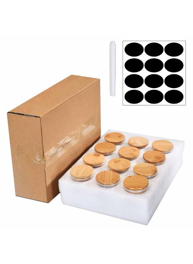 Beone 12pcs 200ml 7oz Glass Spice Jars Bottles with Sealing Cover Lids, BEONE Empty Circle Spice Containers, Spice Labels, Marker Pen,65x80mm - Image 2